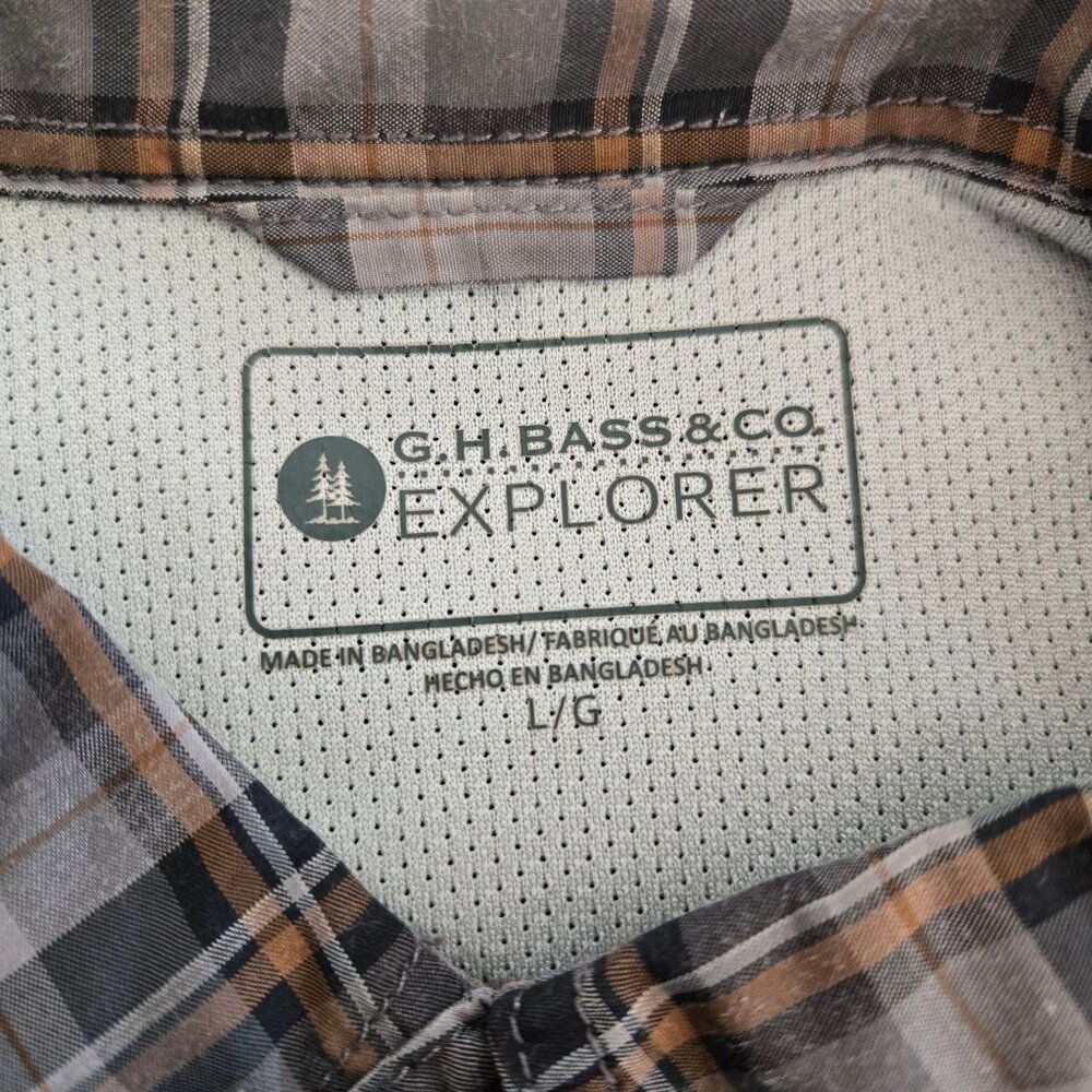 G.H. Bass & Co. Explorer Plaid Button-Up Shirt Brown/Blue Long Sleeve L - Picture 9 of 11